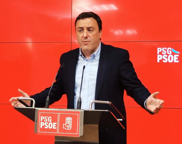 O secretario xeral do PSdeG, Valentín González Formoso, en rolda de prensa.. PSDEG / Europa Press