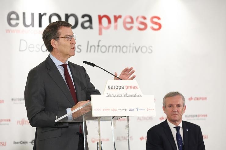 Feijóo e Rueda durante o almorzo informativo de Europa Press.. Eduardo Parra - Europa Press / Europa Press