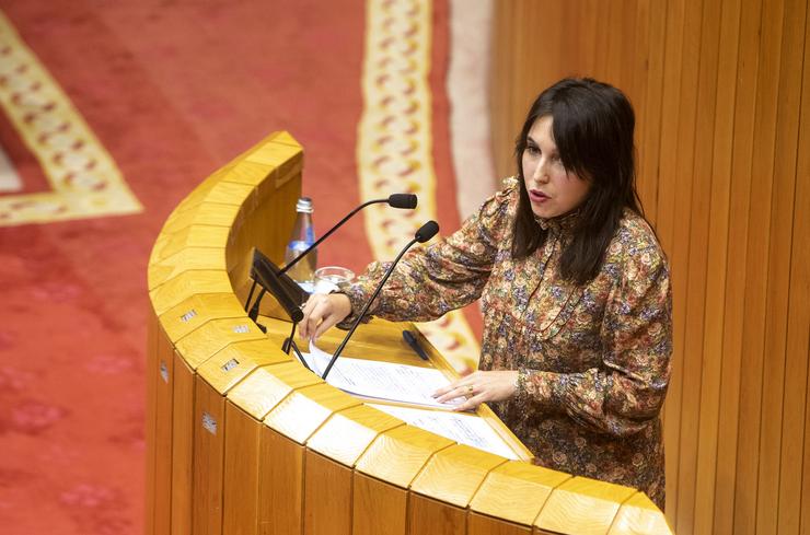 A conselleira de Emprego e Igualdade, María Jesús Lorenzana, presenta na Cámara galega as políticas de igualdade e contra a violencia de xénero do departamento autonómico para 2023 / Conchi Paz