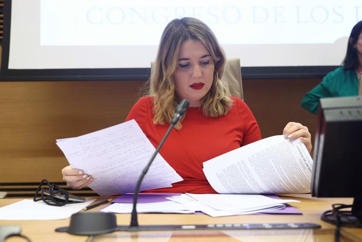 A secretaria de Estado de Igualdade e contra a Violencia de Xénero, Ángela Rodríguez, comparecendo na Comisión de Igualdade, no Congreso dos Deputados 