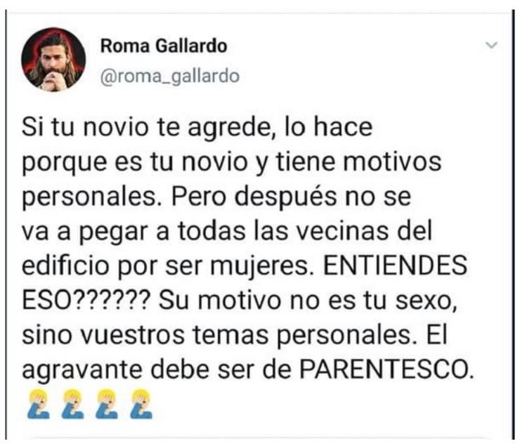 Tuit de Roma Gallardo posteriormente borrado / Twitter