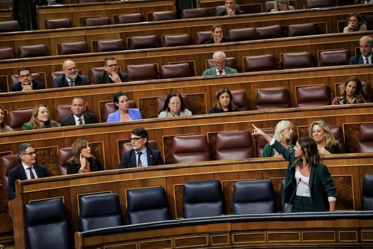 A ministra de Igualdade, Irene Montero, no Congreso dos Deputados, nunha foto de arquivo.. PODEMOS ANDALUCÍA 