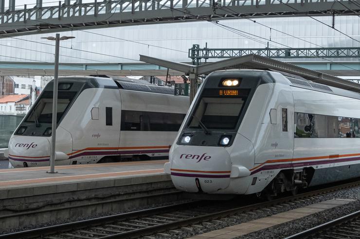 Trens de proximidade parados nas vías da estación de trens / César Arxina - Arquivo