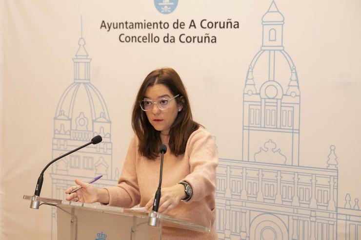 A alcaldesa da Coruña, Inés Rei, informa, en rolda de prensa, dos asuntos da Xunta de Goberno Local. ANDY PEREZ / Europa Press
