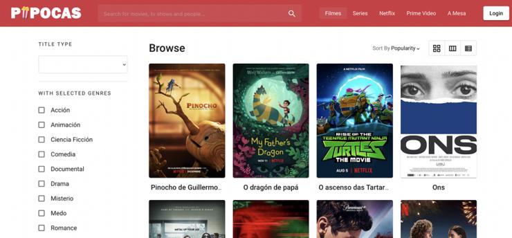 Web Pipocas, onde están os filmes que se poden ver en galego / A Mesa