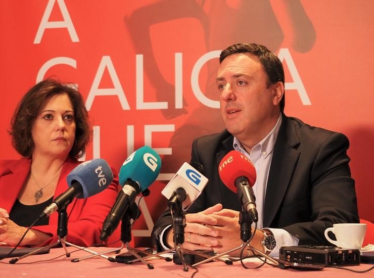 Formoso comparece en rolda de prensa con Rodríguez Rumbo.. PSDEG / Europa Press