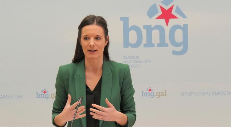 A viceportavoz do BNG no Parlamento de Galicia, Olalla Rodil, nunha rolda de prensa.. BNG