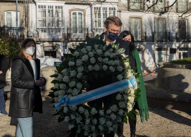 Feijóo na homenaxe a Fraga, no décimo aniversario do seu falecemento, en Vilalba (Lugo). ANGELLG/PPDEGALICIA / Europa Press