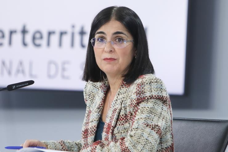 A ministra de Sanidade, Carolina Darias, comparece nunha rolda de prensa para informar os asuntos tratados no Consello Interterritorial do Sistema Nacional de Saúde, na Moncloa, a 26 de xaneiro de 2022, en Madrid (España). O Ministerio de Sanida. EUROPA PRESS/R.Rubio.POOL - Europa Press