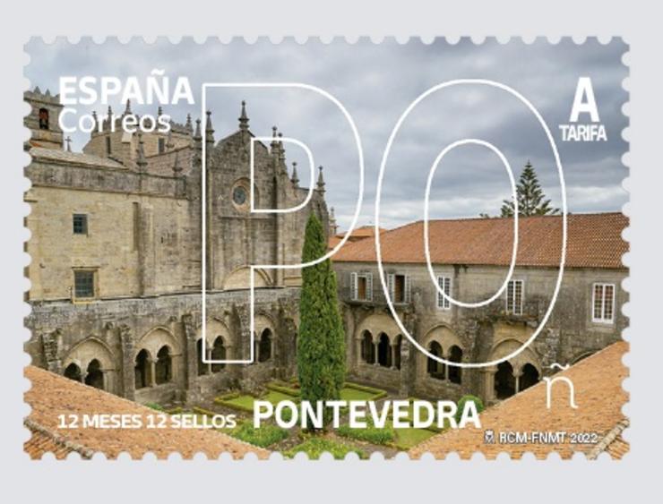 Selo de Correos coa imaxe da Catedral de Tui.. DEPUTACIÓN DE PONTEVEDRA / Europa Press