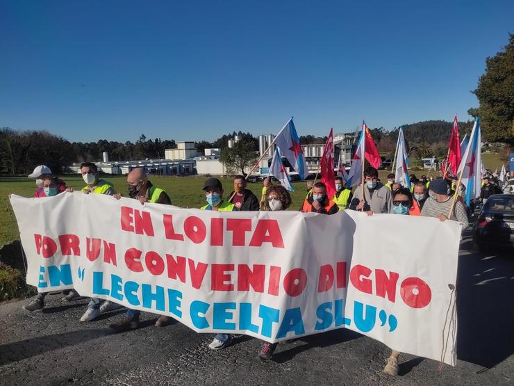 Mobilización dos traballadores de Leite Celta. / Europa Press