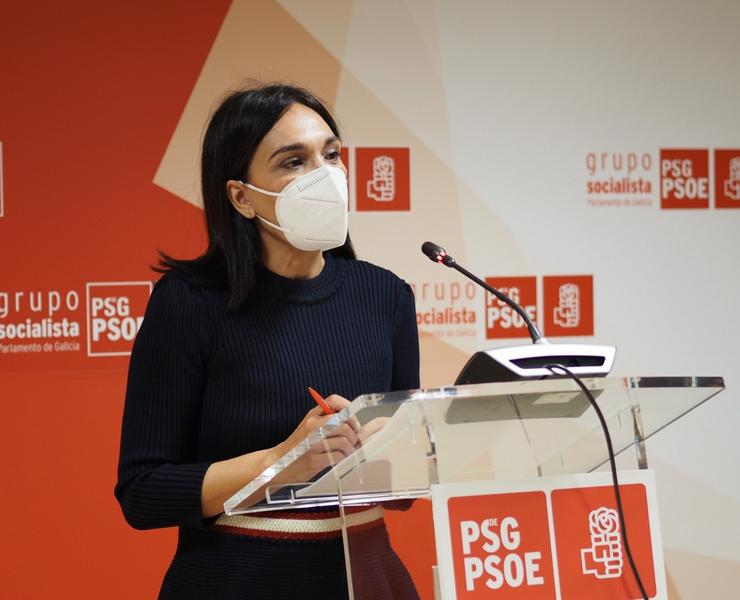 A deputada do PSdeG Carmen Rodríguez Dacosta nunha rolda de prensa. PSDEG 