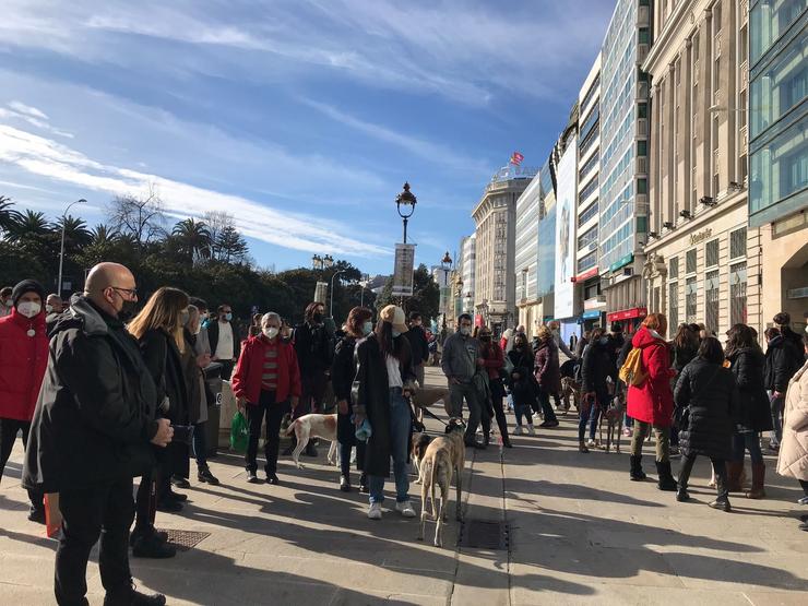 Protesta convocada pola Plataforma Non á Caza (NAC) na Coruña. / Europa Press