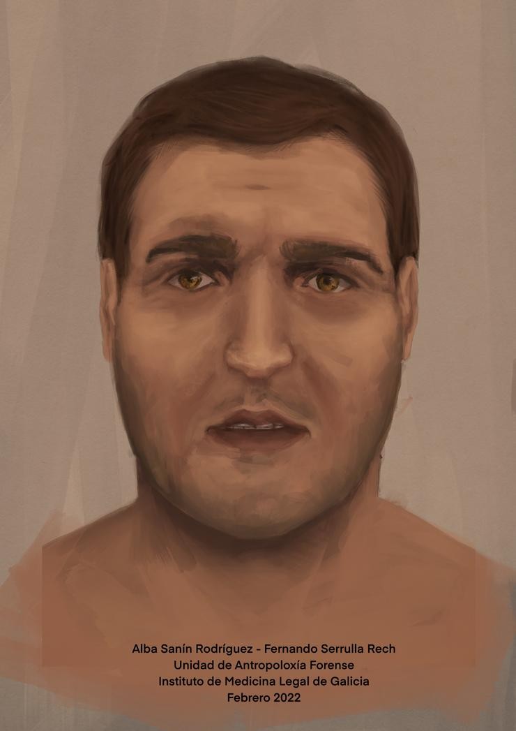 Retrato elaborado con técnica de aproximación facial para axudar a identificar o cadáver aparecido nun pozo no Porriño en febreiro de 2021 / Arquivo