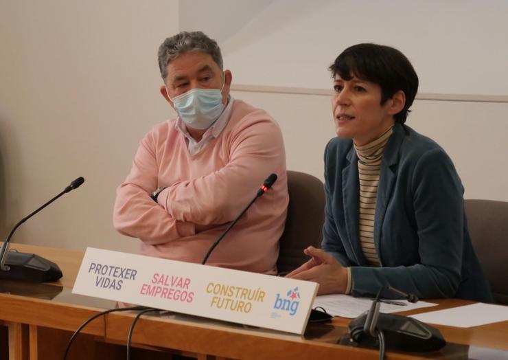 A portavoz nacional do BNG, Ana Pontón, e o alcalde de Pontevedra, Miguel Anxo Fernández Lores, en rolda de prensa. BNG / Europa Press
