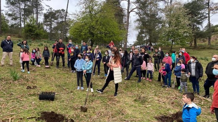 Participantes na plantación de bidueiros no Monte Aloia. XUNTA DE GALICIA / Europa Press