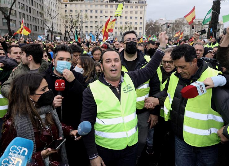 O presidente da Plataforma para a Defensa do Sector do Transporte de Mercadorías por Estrada, Manuel Hernández. Eduardo Parra - Europa Press 