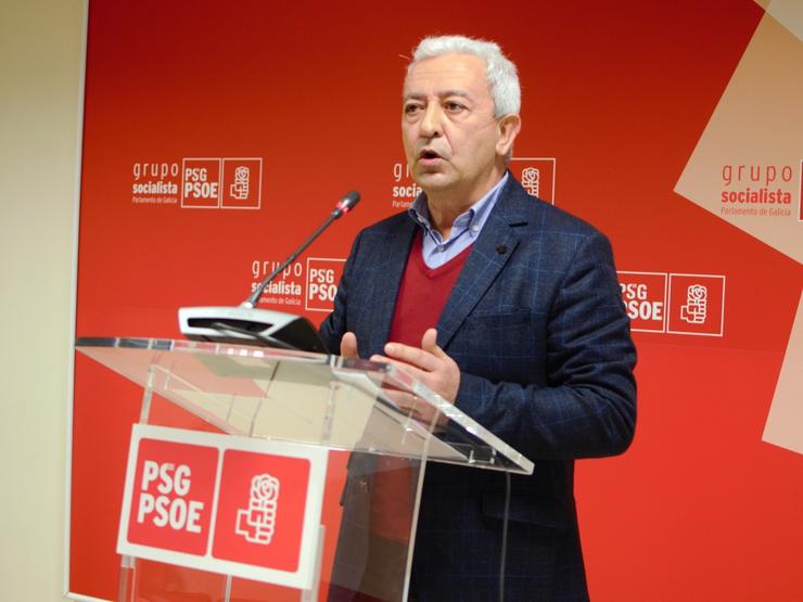 O portavoz parlamentario do PSdeG, Luís Álvarez, en rolda de prensa. PSDEG / Europa Press