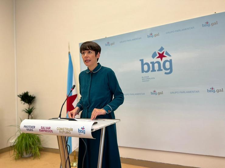 A portavoz nacional do BNG, Ana Pontón, en rolda de prensa este luns / Europa Press