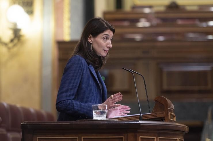 A ministra de Xustiza, Pilar Llop, intervén nunha sesión plenaria, no Congreso dos Deputados,  para dar explicacións do Goberno sobre a espionaxe a políticos independentistas 