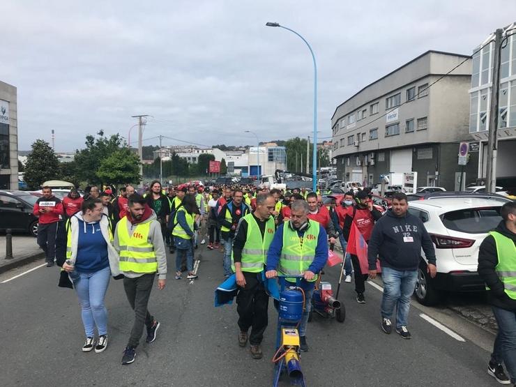 Piquetes informativos de traballadores en folga no sector do metal na provincia da Coruña. CIG / Europa Press