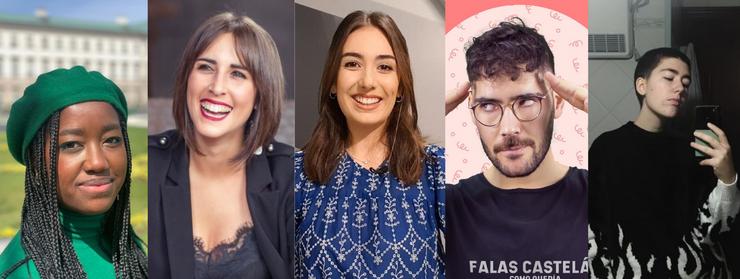 De esquerda a dereita, Paula Jorge, Xiana Lastra, Esther Estévez, Mario Brión e Nee Barros 