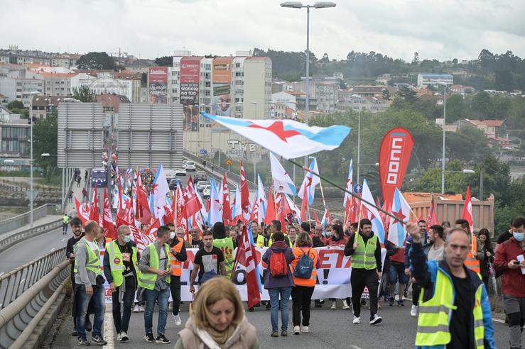 Mobilización na  terceira xornada de folga do sector siderometal na provincia da Coruña. M. Dylan - Europa Press 