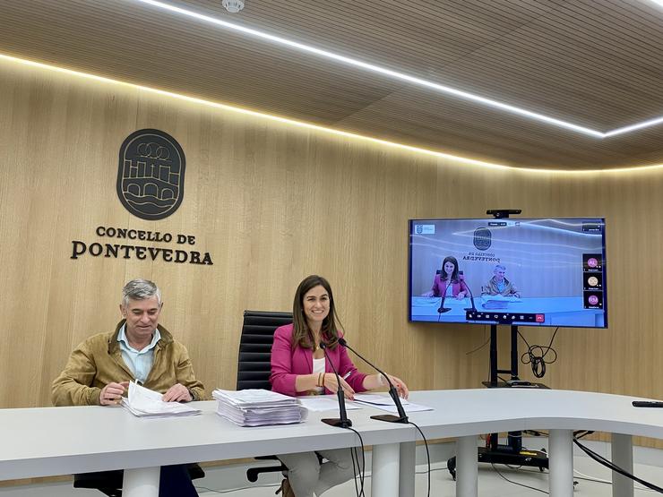 A concelleira do PP en Pontevedra Pepa Pardo en rolda de prensa.. PP 