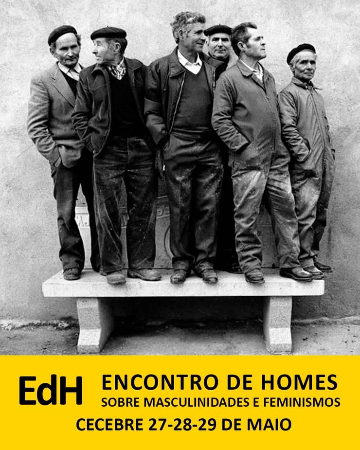 Cartaz do 'Encontro de Homes da Galiza sobre masculinidades e feminismo' en Cecebre 