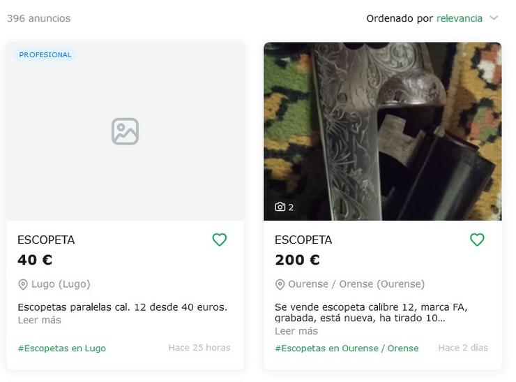 Páxina web na que se venden armas de caza.. FUNDACIÓN FRANZ WEBER 