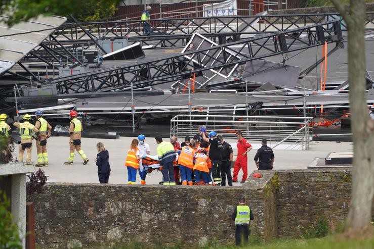 Accidente laboral no Monte do Gozo na montaxe dun escenario de O Son do Camiño-. Álvaro Ballesteros - Europa Press 