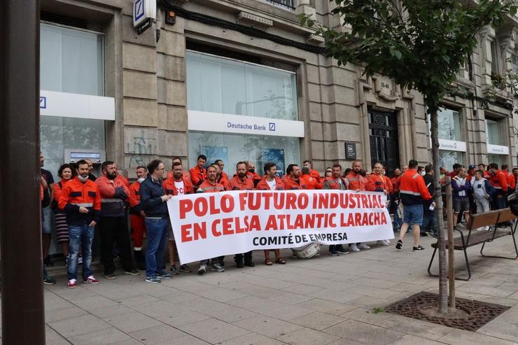 Traballadores de Celsa Atlantic protestan na Coruña. COMITÉ EMPRESA CELSA ATLANTIC / Europa Press
