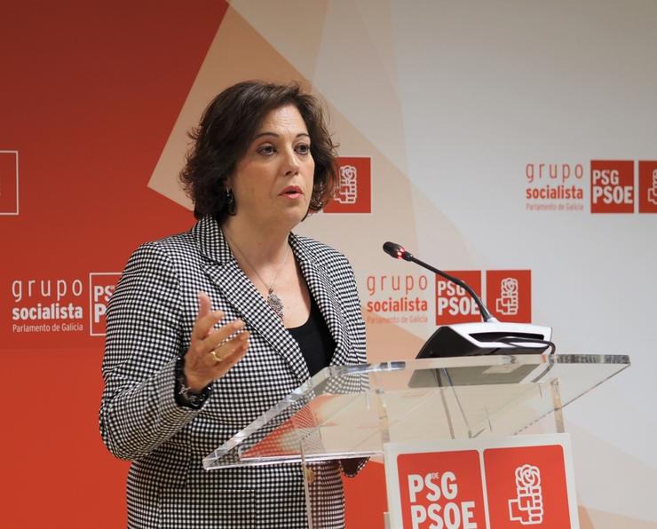 A viceportavoz parlamentaria do PSdeG, Begoña Rodríguez Rumbo, en rolda de prensa. PSDEG / Europa Press