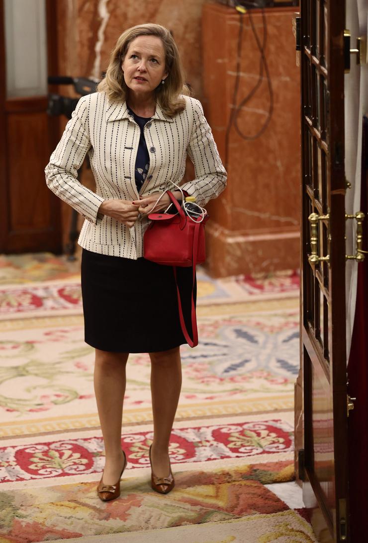 A vicepresidenta primeira e ministra de Asuntos Económicos e Transformación Dixital, Nadia Calviño, nunha sesión plenaria, no Congreso dos Deputados, a 26 de maio de 2022, en Madrid (España). Durante o pleno, o Executivo central debe responder a. Eduardo Parra - Europa Press 