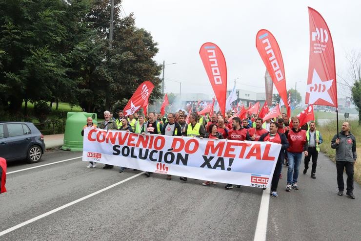 Protestas de traballadores do metal en Carballo. CIG 