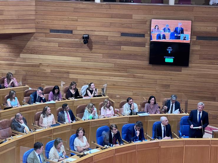 O presidente da Xunta, Alfonso Rueda, na sesión de control ao Goberno da Xunta no pleno do 13 de xullo / Europa Press