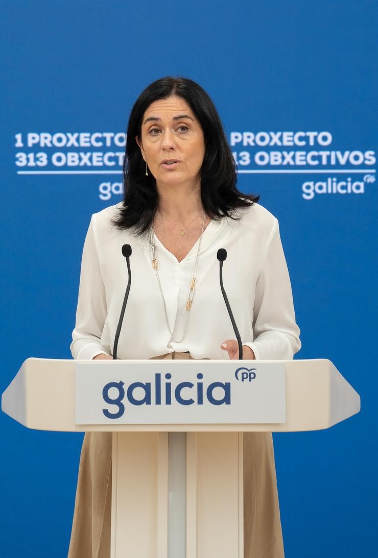 A secretaria xeral do PPdeG, Paula Prado, en rolda de prensa. PPDEG / Europa Press