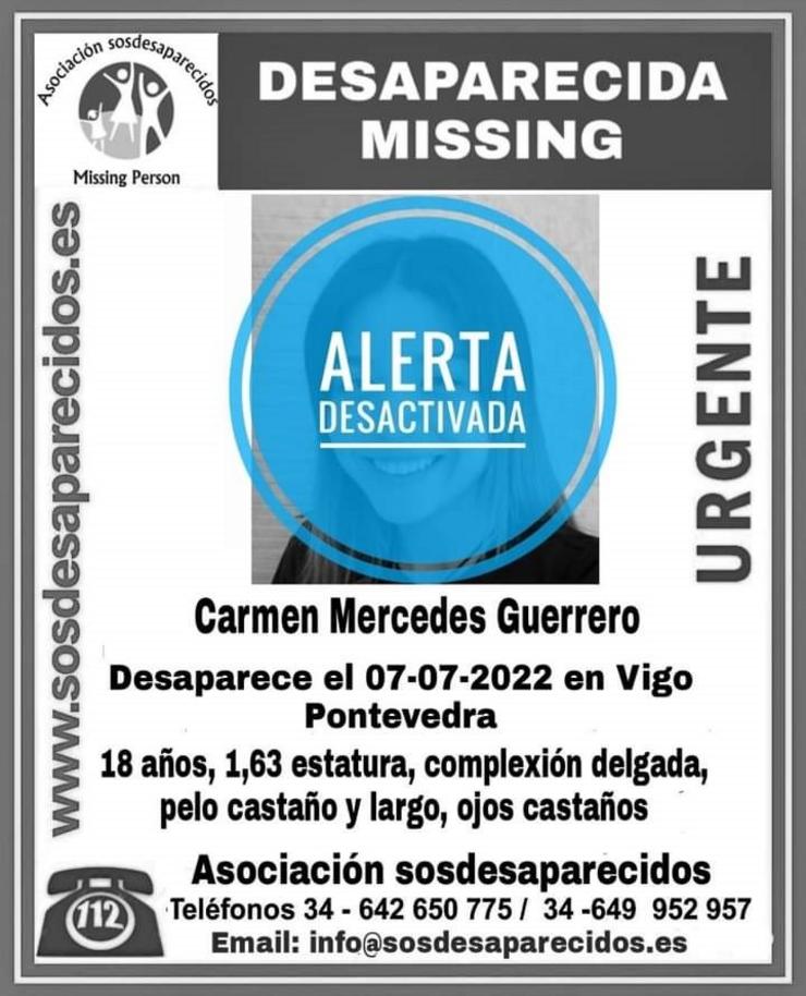 Alerta desactivada tras a localización dunha moza cuxa desaparición fora denunciada en Vigo.. SOS DESAPARECIDOS