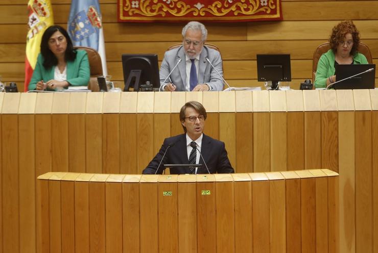O conselleiro de Facenda, Miguel Corgos, este martes durante a presentación do plan estratéxico da Xunta. XUNTA 