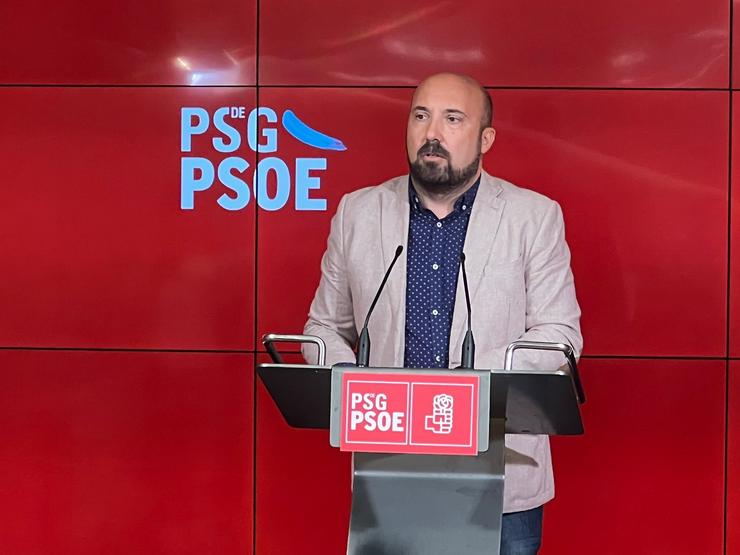 O secretario de organización, José Manuel Lage Tuñas, en rolda de prensa.. PSDEG / Europa Press