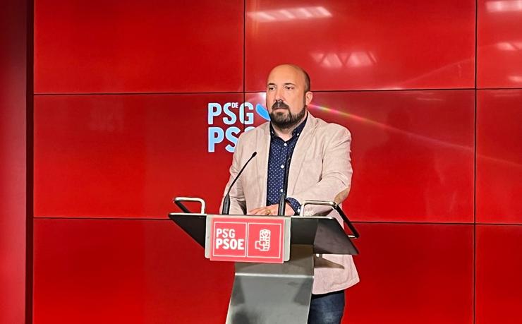 O secretario de organización do PSdeG, José Manuel Lage Tuñas, en rolda de prensa.. PSDEG / Europa Press