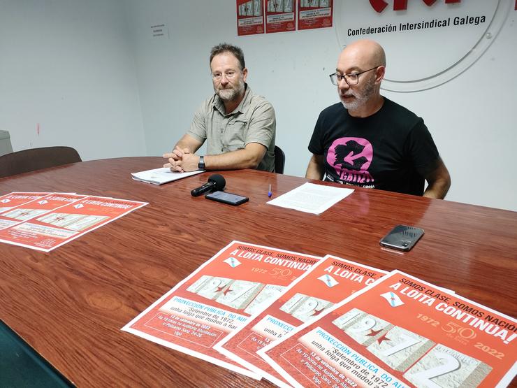 O secretario xeral da CIG, Paulo Carril, e o secretario comarcal de CIG-Vigo, Alberto Gonçalves. / Europa Press