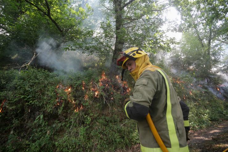 Un membro das Brigadas de Reforzo en Incendios Forestais (BRIF) 