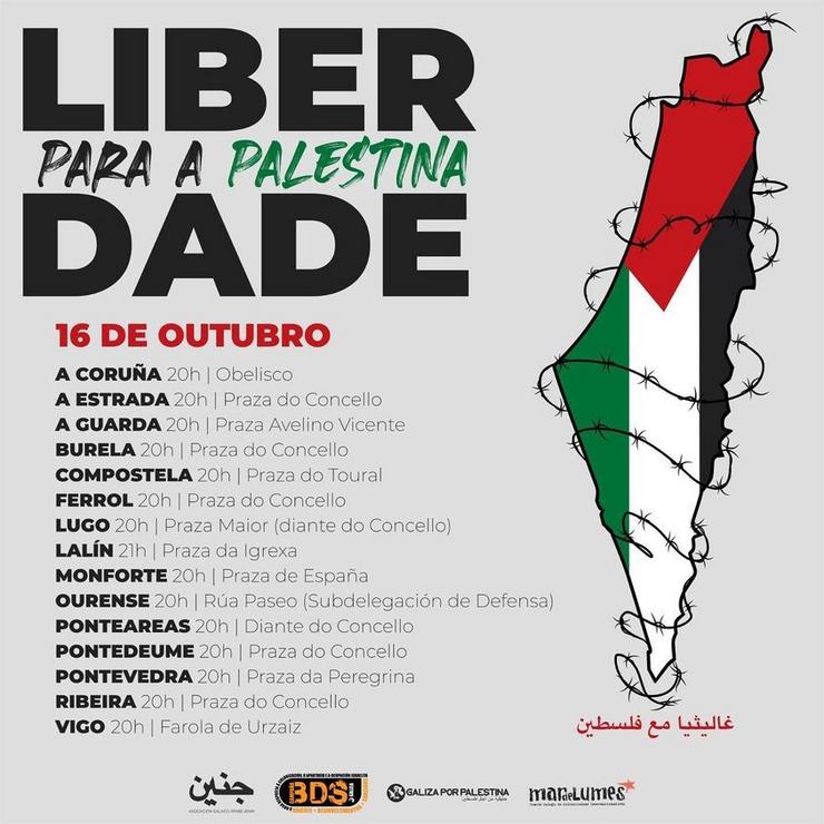Convocatoria de concentracións pola liberdade de Palestina / AELG