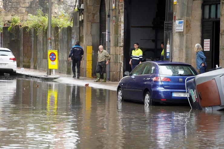 Inundacións durante o paso da borrasca Aline, a 19 de outubro de 2023, en Vigo 
