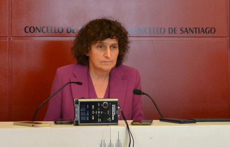 A alcaldesa de Santiago, Goretti Sanmartín, en rolda de prensa / CONCELLO DE SANTIAGO 