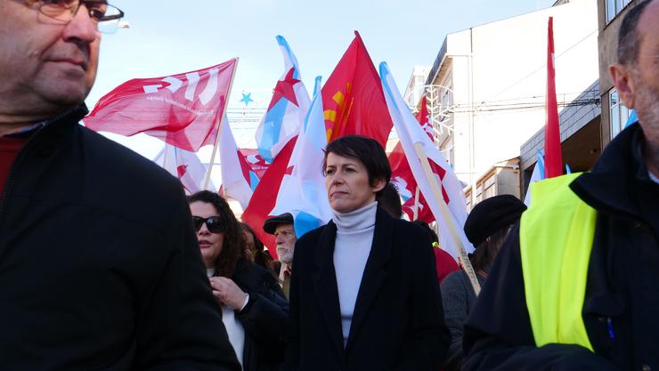 Ana Pontón durante a mobilización.. BLOQUE NACIONALISTA GALEGO / Europa Press