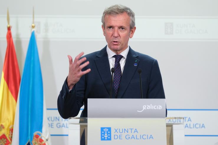 O presidente da Xunta, Alfonso Rueda, na comparecencia posterior ao Consello da Xunta / DAVID CABEZON @ XUNTA / Europa Press