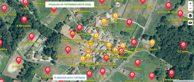 Nivel de detalle do mapa de Galicia Nomeada nunha aldea do concello coruñés de Rois 