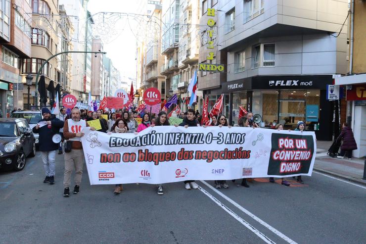 Manifestación das traballadoras de escolas infantís privadas.. CIG / Europa Press